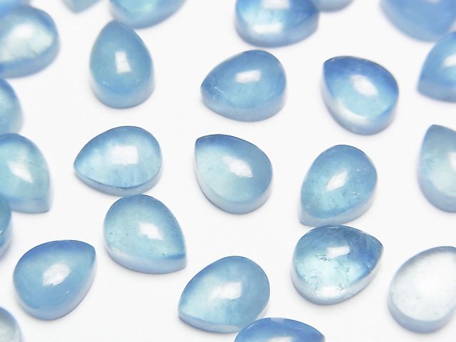 [Video]Aquamarine AAA- Pear Shape Cabochon 8x6mm 2pcs