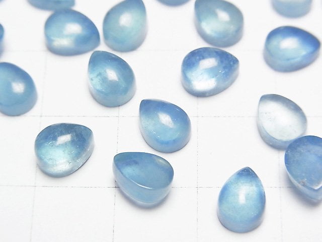 [Video]Aquamarine AAA- Pear Shape Cabochon 8x6mm 2pcs