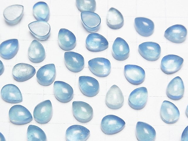 [Video]Aquamarine AAA- Pear Shape Cabochon 8x6mm 2pcs