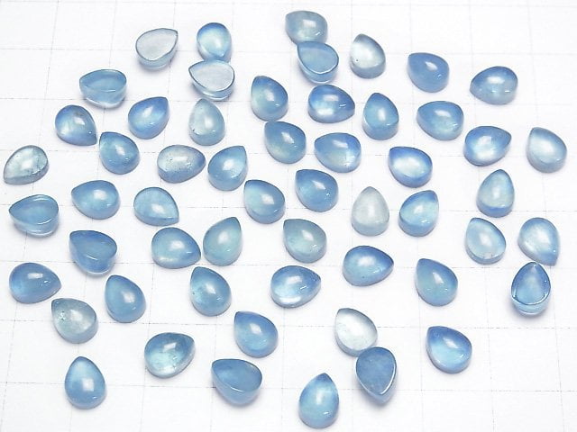 [Video]Aquamarine AAA- Pear Shape Cabochon 8x6mm 2pcs