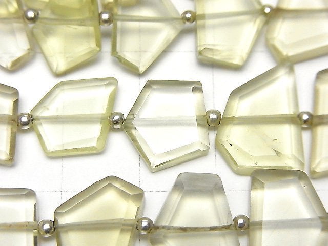 [Video]Lemon Quartz AA++ Rough Slice Faceted 1strand beads (aprx.7inch/18cm)