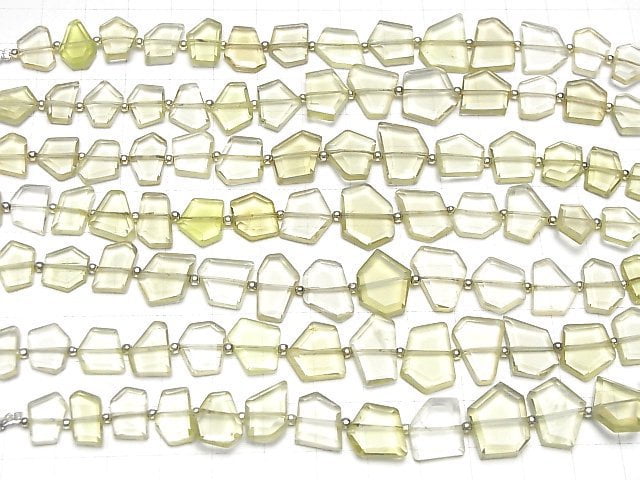 [Video]Lemon Quartz AA++ Rough Slice Faceted 1strand beads (aprx.7inch/18cm)