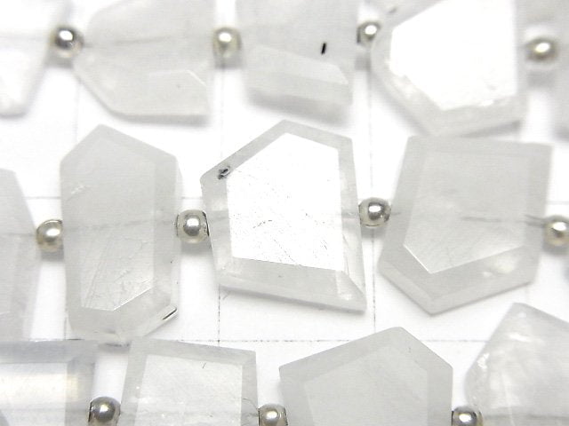 [Video] Rainbow Moonstone AA+ Rough Slice Faceted 1strand beads (aprx.7inch/17cm)