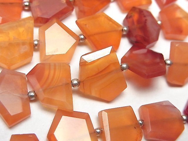 [Video] Carnelian AA++ Rough Slice Faceted 1strand beads (aprx.7inch/17cm)