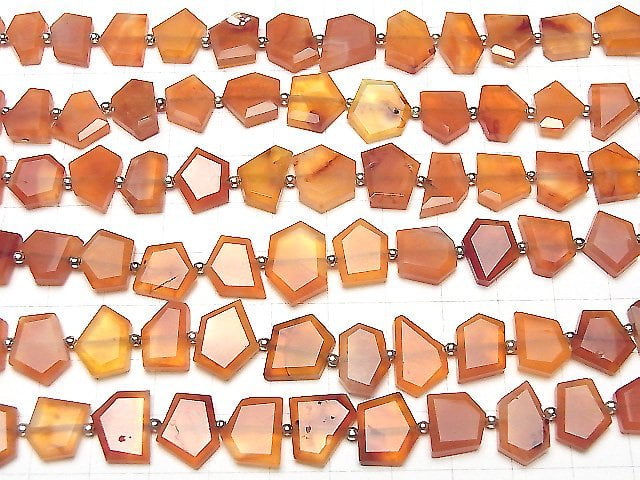 [Video] Carnelian AA++ Rough Slice Faceted 1strand beads (aprx.7inch/17cm)