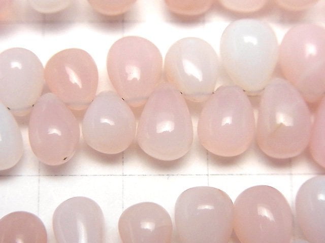 [Video] Pink Opal AAA- Drop (Smooth) half or 1strand beads (aprx.7inch/18cm)