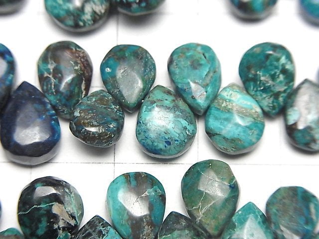 [Video] Chrysocolla (Shattuckite Blue) AA++ Pear shape (Smooth) half or 1strand beads (aprx.7inch/18cm)