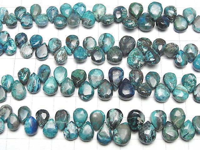 [Video] Chrysocolla (Shattuckite Blue) AA++ Pear shape (Smooth) half or 1strand beads (aprx.7inch/18cm)