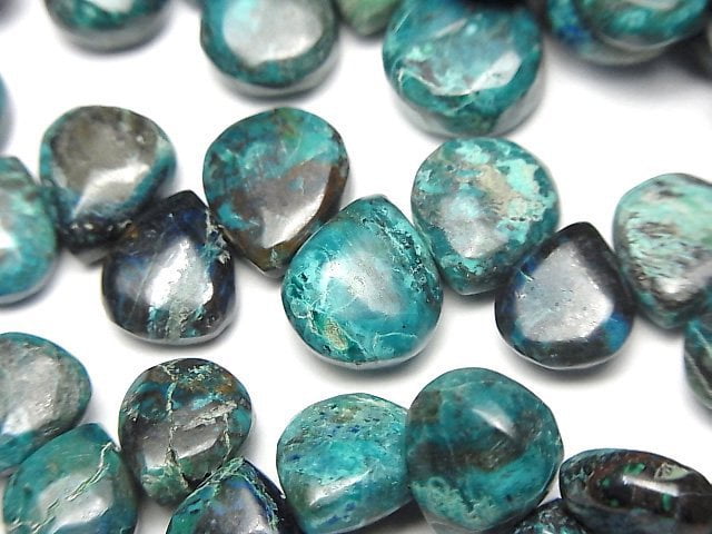[Video] Chrysocolla AA++ Pear shape -Chestnut (Smooth) half or 1strand beads (aprx.7inch/18cm)