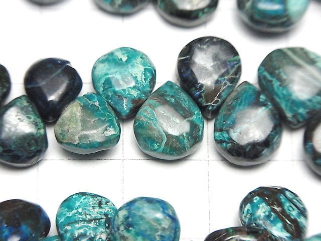 [Video] Chrysocolla AA++ Pear shape -Chestnut (Smooth) half or 1strand beads (aprx.7inch/18cm)