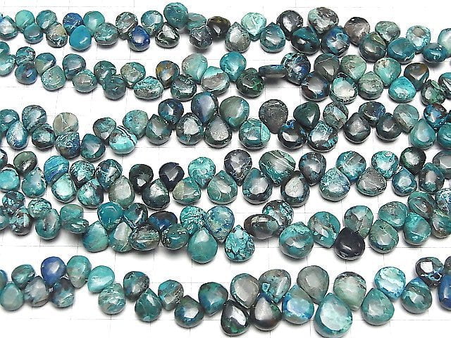 [Video] Chrysocolla (Shattuckite Blue) AA++ Pear shape -Chestnut (Smooth) half or 1strand beads (aprx.7inch/18cm)