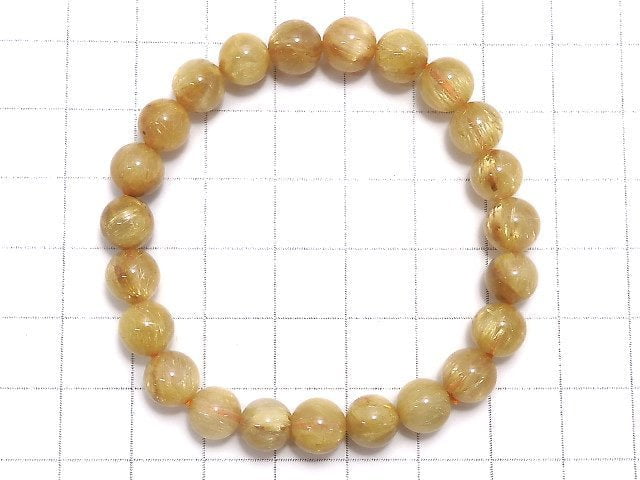 [Video][One of a kind] Rutilated Quartz AA+ Round 7.5mm Bracelet NO.402