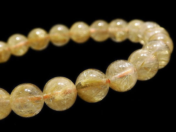 [Video][One of a kind] Rutilated Quartz AA+ Round 7.5mm Bracelet NO.403