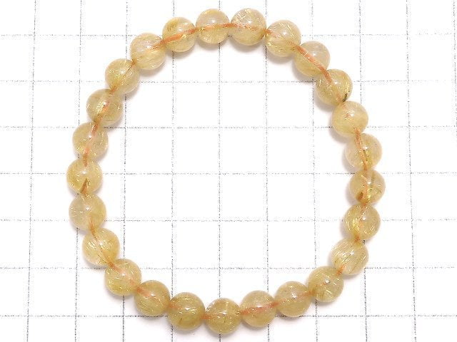 [Video][One of a kind] Rutilated Quartz AA+ Round 7.5mm Bracelet NO.403