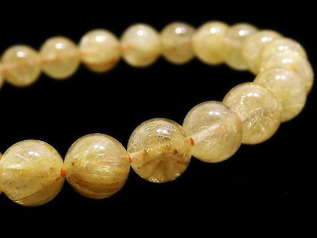 [Video][One of a kind] Rutilated Quartz AA+ Round 7.5mm Bracelet NO.404