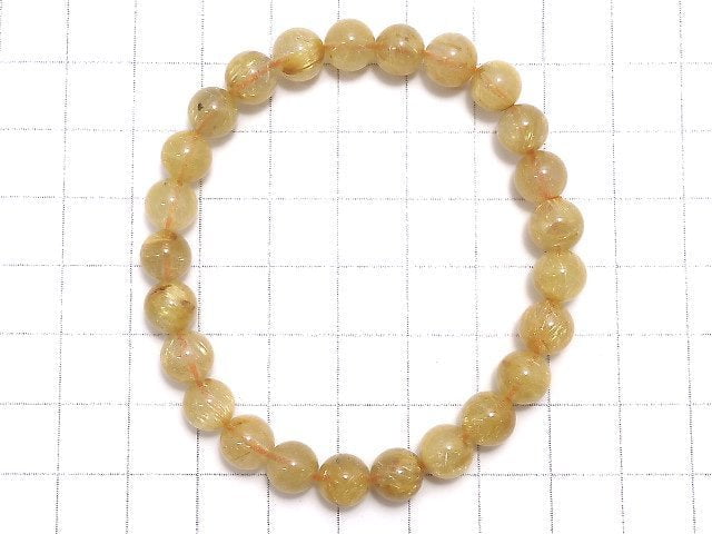 [Video][One of a kind] Rutilated Quartz AA+ Round 7.5mm Bracelet NO.404