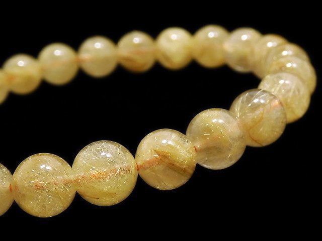 [Video][One of a kind] Rutilated Quartz AA+ Round 7.5mm Bracelet NO.405