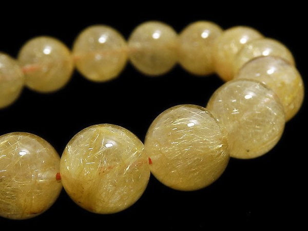 [Video][One of a kind] Rutilated Quartz AA+ Round 13mm Bracelet NO.406