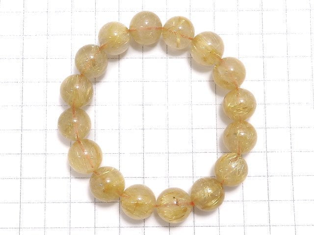 [Video][One of a kind] Rutilated Quartz AA+ Round 13.5mm Bracelet NO.408