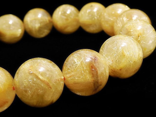 [Video][One of a kind] Rutilated Quartz AA+ Round 13mm Bracelet NO.409