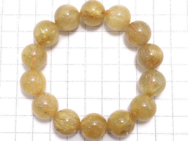 [Video][One of a kind] Rutilated Quartz AA+ Round 15mm Bracelet NO.410