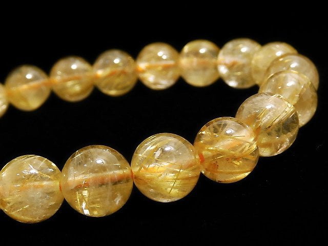 [Video][One of a kind] Rutilated Quartz AA++ Round 9mm Bracelet NO.502