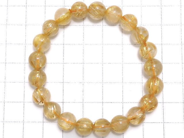 [Video][One of a kind] Rutilated Quartz AA++ Round 9mm Bracelet NO.502