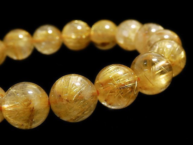 [Video][One of a kind] Rutilated Quartz AA++ Round 11mm Bracelet NO.507