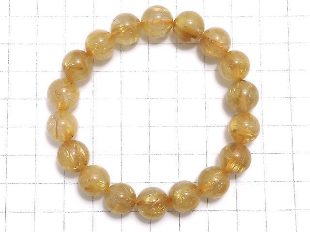 [Video][One of a kind] Rutilated Quartz AA++ Round 11mm Bracelet NO.507