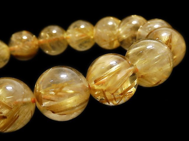 [Video][One of a kind] Rutilated Quartz AA++ Round 12mm Bracelet NO.508