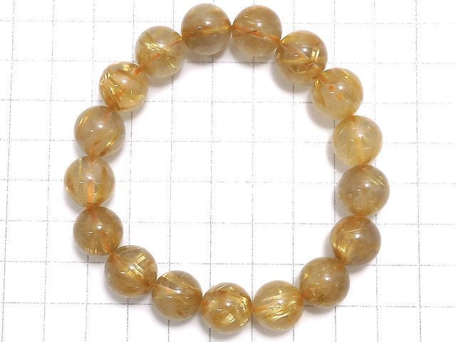 [Video][One of a kind] Rutilated Quartz AA++ Round 12mm Bracelet NO.508