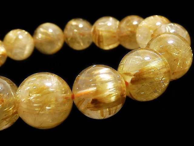 [Video][One of a kind] Rutilated Quartz AA++ Round 12mm Bracelet NO.509