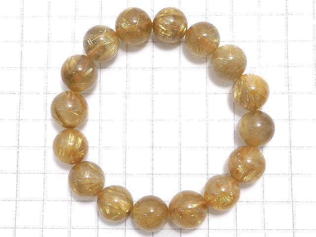 [Video][One of a kind] Rutilated Quartz AA++ Round 13mm Bracelet NO.510