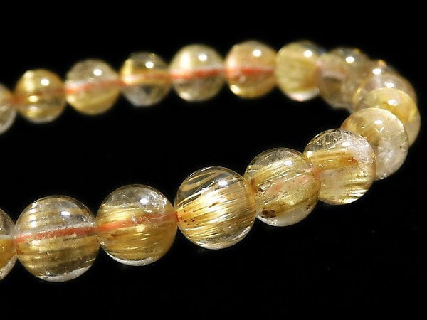 [Video][One of a kind] Rutilated Quartz AAA- Round 7mm Bracelet NO.304