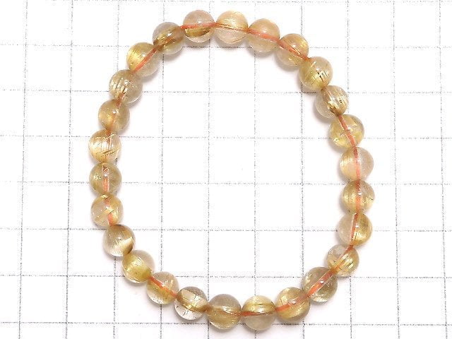 [Video][One of a kind] Rutilated Quartz AAA- Round 7mm Bracelet NO.304