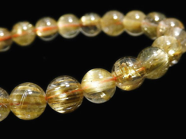 [Video][One of a kind] Rutilated Quartz AAA- Round 7mm Bracelet NO.305