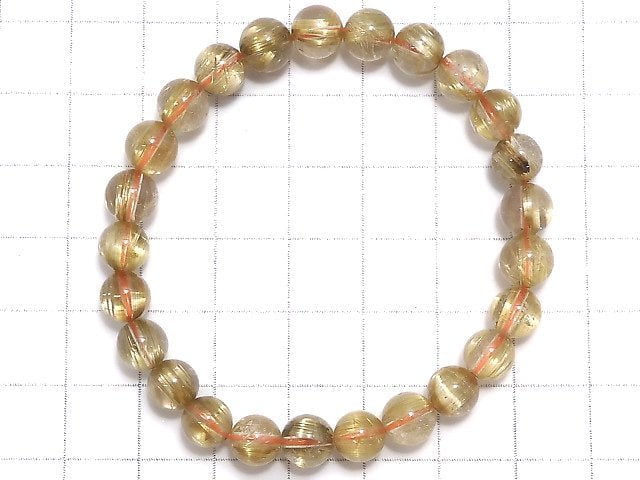 [Video][One of a kind] Rutilated Quartz AAA- Round 7mm Bracelet NO.305