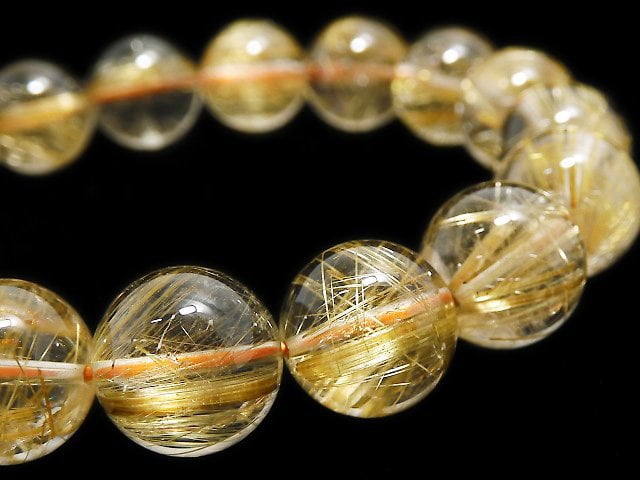 [Video][One of a kind] Rutilated Quartz AAA- Round 12mm Bracelet NO.310