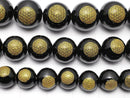 [Video] Gold! Flower of Life Carved! Onyx Round 8mm,10mm,12mm half or 1strand beads (aprx.14inch/35cm)