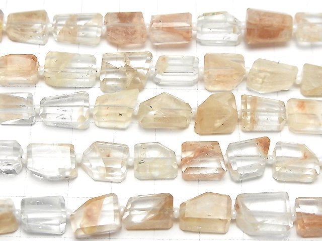 [Video] Red Hematite Quartz Faceted Nugget 1strand beads (aprx.7inch/18cm)