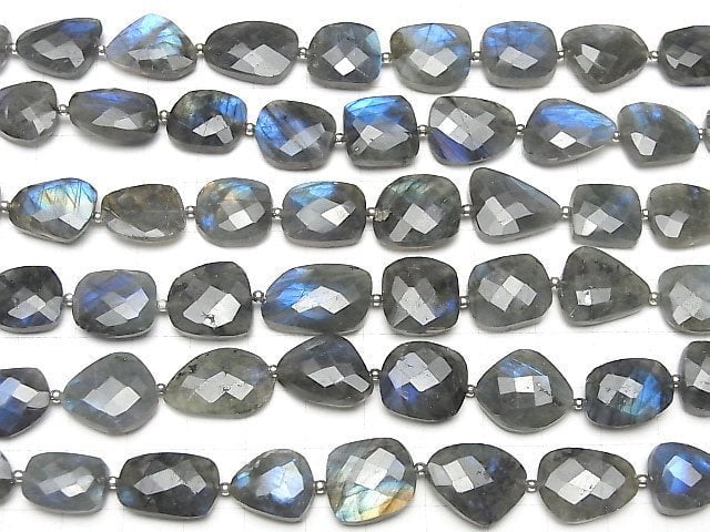 [Video]High Quality Labradorite AA++ Flat Faceted Nugget half or 1strand beads (aprx.7inch/17cm)