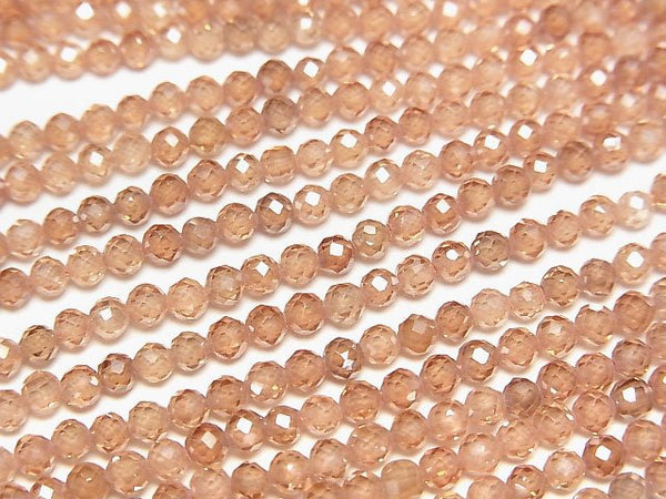 [Video]High Quality! Cubic Zirconia AAA Faceted Round 3mm [Terracotta color] 1strand beads (aprx.14inch/34cm)