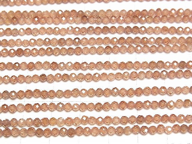 [Video]High Quality! Cubic Zirconia AAA Faceted Round 3mm [Terracotta color] 1strand beads (aprx.14inch/34cm)