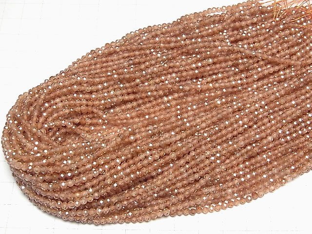 [Video]High Quality! Cubic Zirconia AAA Faceted Round 3mm [Terracotta color] 1strand beads (aprx.14inch/34cm)