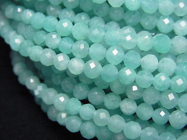 [Video]High Quality! Amazonite Silica AA+ Faceted Round 3.5mm 1strand beads (aprx.15inch/37cm)