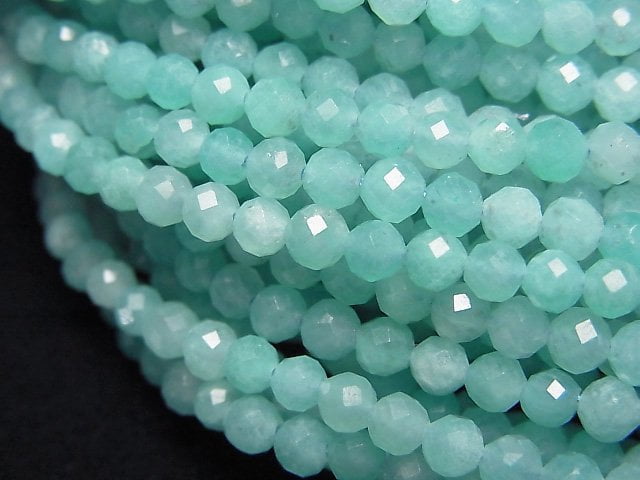 [Video]High Quality! Amazonite Silica AA+ Faceted Round 3.5mm 1strand beads (aprx.15inch/37cm)