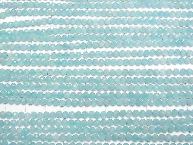 [Video]High Quality! Amazonite Silica AA+ Faceted Round 3mm 1strand beads (aprx.15inch/37cm)