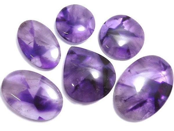 [Video][One of a kind] Trapiche Amethyst Cabochon 6pcs Set NO.3