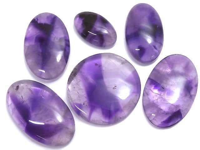 [Video][One of a kind] Trapiche Amethyst Cabochon 6pcs Set NO.4