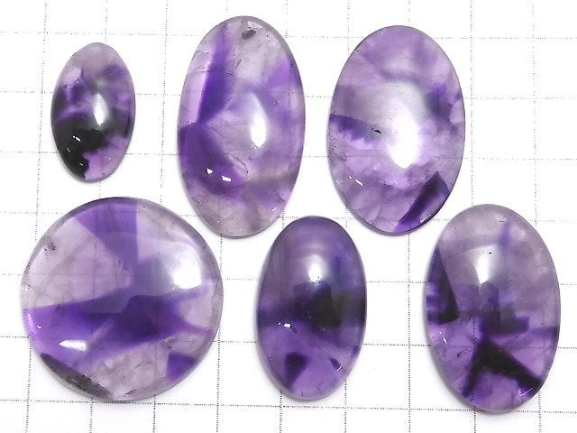 [Video][One of a kind] Trapiche Amethyst Cabochon 6pcs Set NO.4